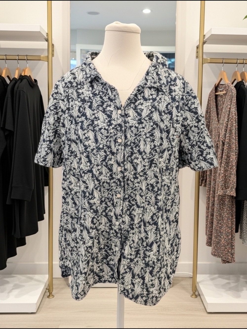 Tommy Hilfiger Floral Hawaiian Button-Up Shirt‎ Short Sleeve Women's 2XL